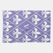 Linge De Cuisine Fleur de Lis violet brillant avec initiale monogra (Horizontal)