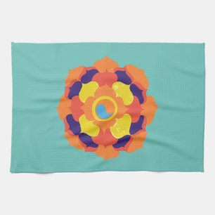 Linge De Cuisine Fleur de Lotus colorée Yin & Yang Mandala