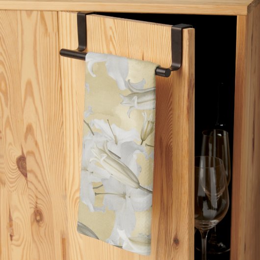 Linge De Cuisine Fleur de Lys Blanche Glam 3a (Pliage en tiers)