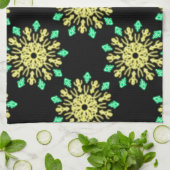 Linge De Cuisine Fleur de néon jaune et vert (Plié)