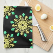Linge De Cuisine Fleur de néon jaune et vert (Quart Plié)