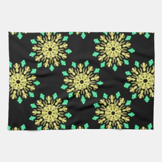 Linge De Cuisine Fleur de néon jaune et vert (Horizontal)