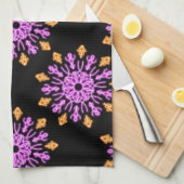 Linge De Cuisine Fleur de néon rose et orange (Quart Plié)