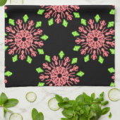Linge De Cuisine Fleur de néon rouge et vert (Plié)