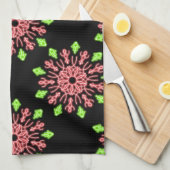 Linge De Cuisine Fleur de néon rouge et vert (Quart Plié)