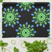 Linge De Cuisine Fleur de néon vert et bleu (Plié)