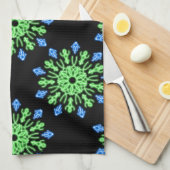 Linge De Cuisine Fleur de néon vert et bleu (Quart Plié)