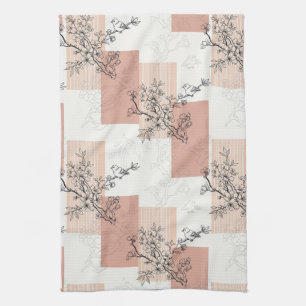 Linge De Cuisine Fleur de oiseau vintage Toile Rayure (6)
