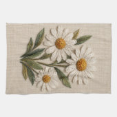 Linge De Cuisine Fleur de Pâquerette Brodée (Horizontal)