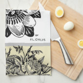 Linge De Cuisine Fleur de passion antique - Votre choix de texte (Quart Plié)