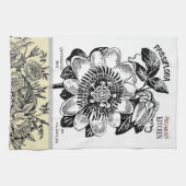 Linge De Cuisine Fleur de passion antique - Votre choix de texte (Horizontal)