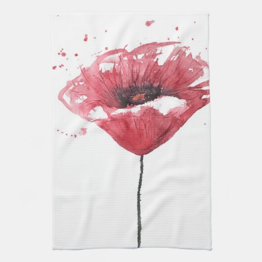 Linge De Cuisine Fleur de pavot, aquarelle (Vertical)