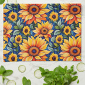 Linge De Cuisine Fleur de soleil jaune moderne (Plié)