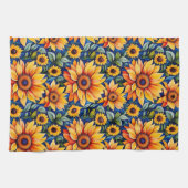 Linge De Cuisine Fleur de soleil jaune moderne (Horizontal)