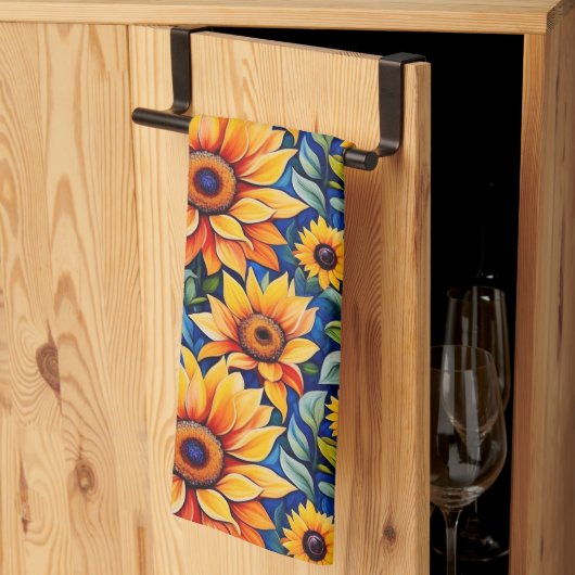 Linge De Cuisine Fleur de soleil jaune moderne (Pliage en tiers)