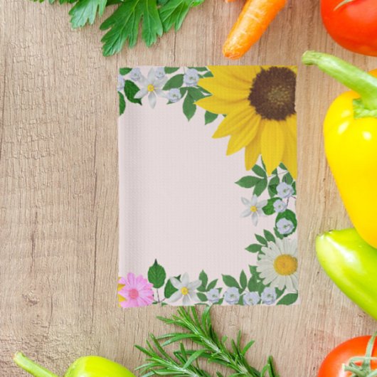 Linge De Cuisine Fleur de soleil rustique marguerite rose florale