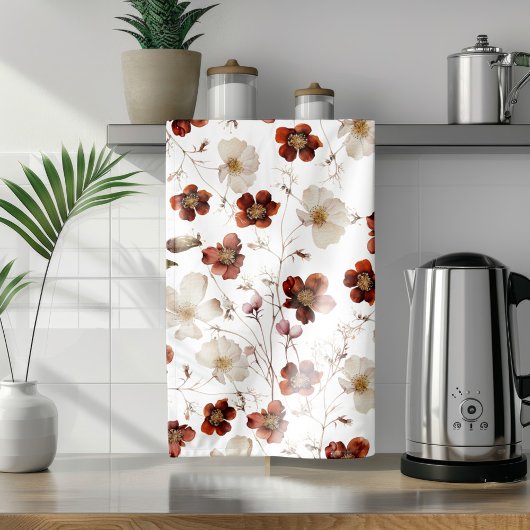 Linge De Cuisine Fleur De Style Aquarelle
