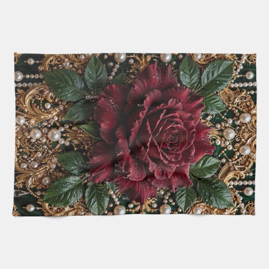 Linge De Cuisine Fleur de style gothique victorien (Horizontal)
