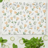 Linge De Cuisine Fleur de style scandinave jaune doux (Plié)