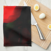 Linge De Cuisine Fleur de tulipe rouge - Feu (Quart Plié)