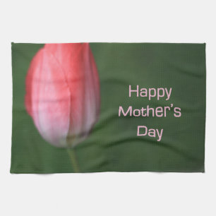 Linge De Cuisine fleur de tulipe rouge, jour de mère heureuse