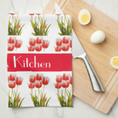 Linge De Cuisine Fleur de tulipe rouge Personnalisée Florale (Quart Plié)