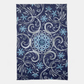 Linge De Cuisine Fleur de vie Mandala - Bleu Argent (Vertical)
