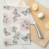 Linge De Cuisine Fleur d'Élégant Papillon (8) (Quart Plié)