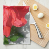 Linge De Cuisine Fleur d'Hibiscus double rouge (Quart Plié)
