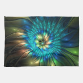 Linge De Cuisine Fleur d'Imaginaire lumineux, Fractale Abstraite co (Horizontal)