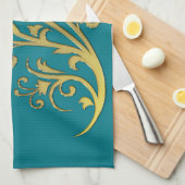 Linge De Cuisine Fleur d'or fausse de luxe abstrait (Quart Plié)