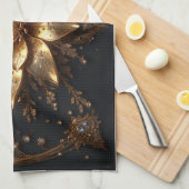 Linge De Cuisine Fleur d'Or Luxueuse (Quart Plié)