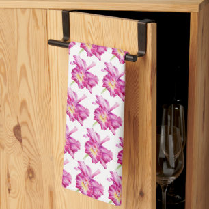 Linge De Cuisine Fleur d'orchidée rose, art aquarelle peinte à la m