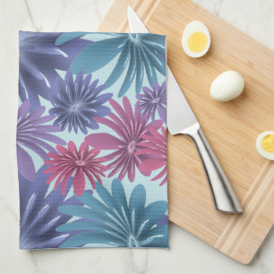 Linge De Cuisine Fleur électrique : Floral bleu et rose brillant