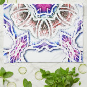 Linge De Cuisine Fleur en texture plâtre, ombre douce sur blanc (Plié)