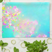 Linge De Cuisine Fleur et papillon floral mignon printemps bleu ros (Plié)