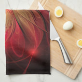 Linge De Cuisine Fleur fractale de fansy rouge (Quart Plié)