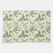 Linge De Cuisine Fleur Frangipani Blanc Tropical (Horizontal)