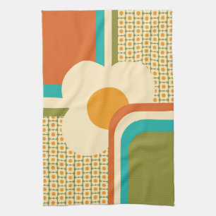 Linge De Cuisine Fleur géométrique rétro des années 70