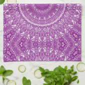 Linge De Cuisine Fleur géométrique violette radiante (Plié)