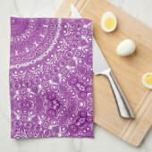 Linge De Cuisine Fleur géométrique violette radiante (Quart Plié)