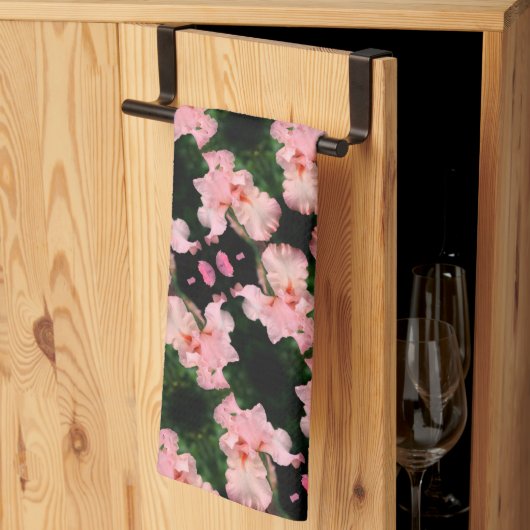 Linge De Cuisine Fleur Iris Arborée Dans Chaque Motif Abstrait (Pliage en tiers)
