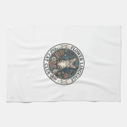 Linge De Cuisine Fleur Langage Chat Chat Graphique Tee Art - Fleur (Horizontal)