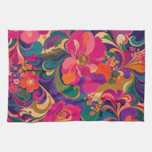 Linge De Cuisine Fleur Luxe Psychedelique des Annees 60 Tonneaux de