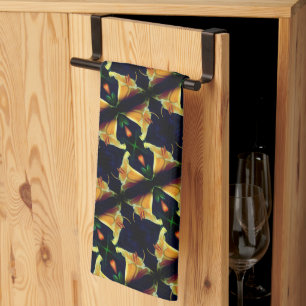 Linge De Cuisine Fleur Lys Jaune intense Motif d'art Abstrait