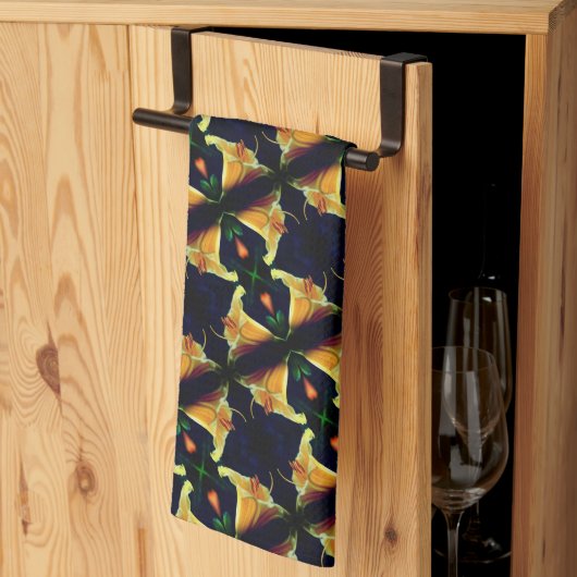 Linge De Cuisine Fleur Lys Jaune intense Motif d'art Abstrait (Pliage en tiers)