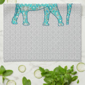 Linge De Cuisine Fleur mandala éléphant - turquoise, gris & blanc (Plié)