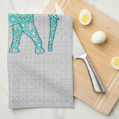 Linge De Cuisine Fleur mandala éléphant - turquoise, gris & blanc (Quart Plié)