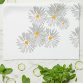 Linge De Cuisine Fleur marguerite blanc motif minimal (Plié)