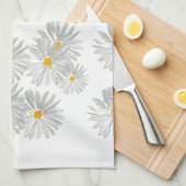 Linge De Cuisine Fleur marguerite blanc motif minimal (Quart Plié)